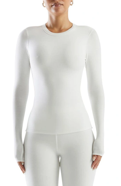 Naked Wardrobe Crewneck Long Sleeve Top In White