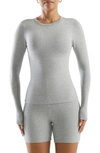 Naked Wardrobe Crewneck Long Sleeve Top In Heather Grey