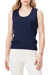 Nic + Zoe Scoop Neck Cotton Sweater Tank In Dark Indigo