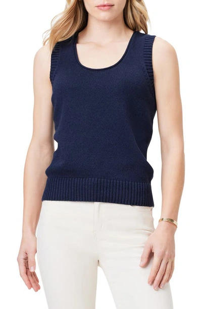 Nic + Zoe Scoop Neck Cotton Sweater Tank In Dark Indigo