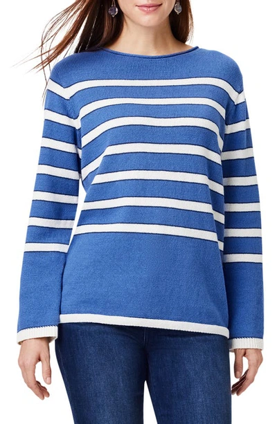 Nic + Zoe Skyline Stripe Jumper In Blue Multi