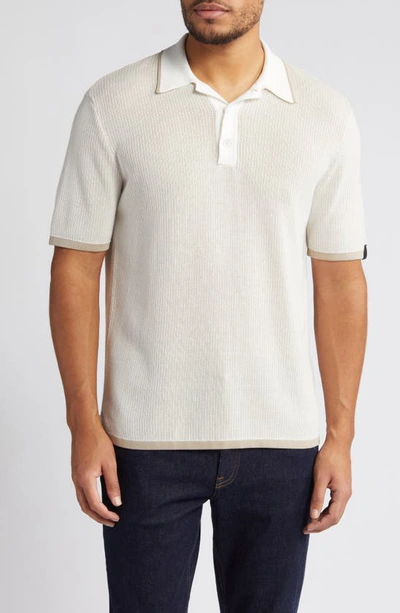 Rag & Bone Harvey Knit Polo In Taupe Multi