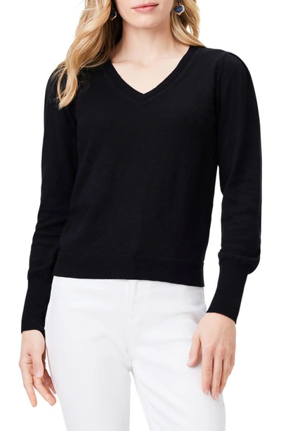 Nic + Zoe Slub Cotton Blend Sweater In Black Onyx