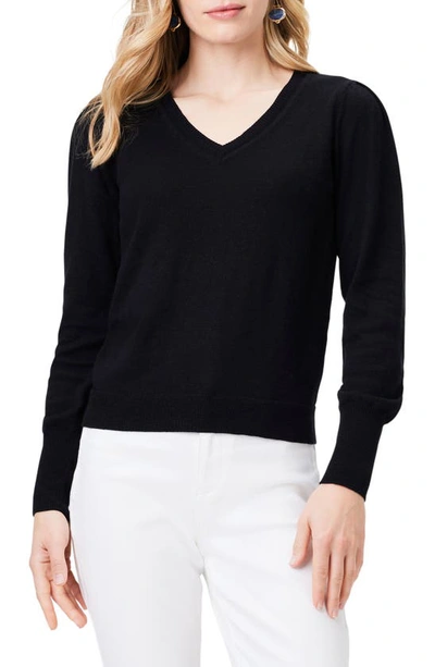 Nic + Zoe Slub Cotton Blend Jumper In Black Onyx