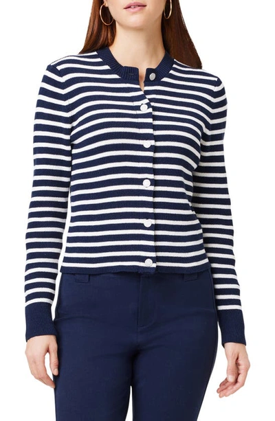 Nic + Zoe 9 To 5 Stripe Cardigan In Indigo Multi