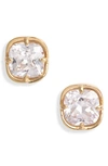 Nordstrom Cushion Cut Cubic Zirconia Stud Earrings In 14k Gold Plated