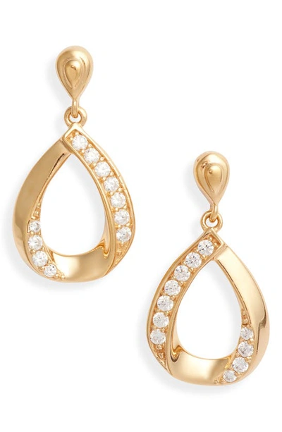 Nordstrom Cubic Zirconia Twisted Teardrop Earrings In 14k Gold Plated