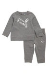 Puma Babies' Little Boy's 2-piece Logo Sweatshirt & Joggers Set In Charcoal