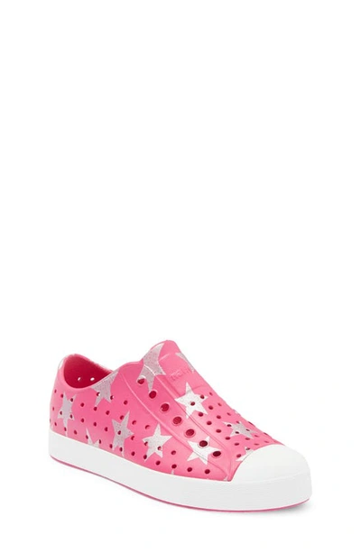 Native Shoes Kids' Jefferson Sugarlite Slip-on Sneaker In Rad Pink/ Silver Stars