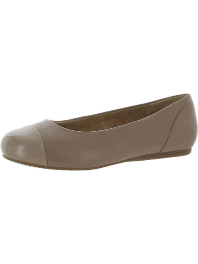 Softwalk Sonoma Womens Leather Slip On Ballet Flats In Grey