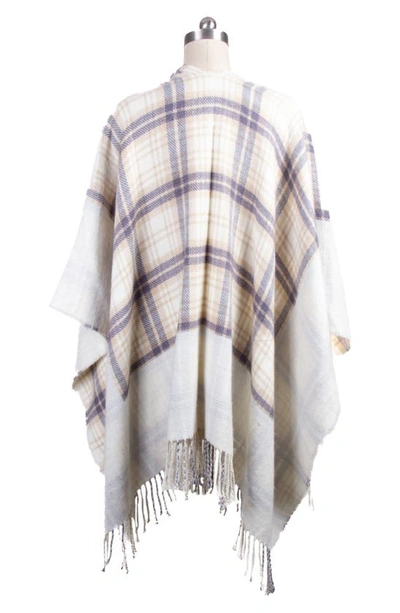 Saachi Plaid Tassel Ruana In Ivory