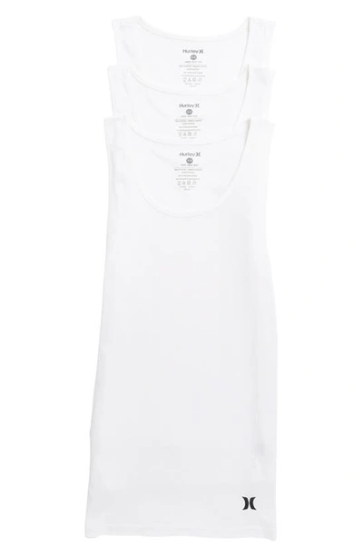 Hurley 3-pack Rib Tank Tops In White Traditional