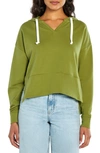 Three Dots Crop French Terry Hoodie In Caliste Green