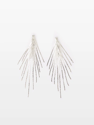 French Connection Fringe Stud Earrings Silver In White