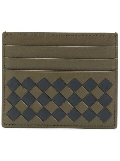 Bottega Veneta Two-tone Intrecciato Leather Cardholder In Green