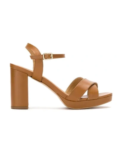 Serpui Leather Strappy Sandals In Brown