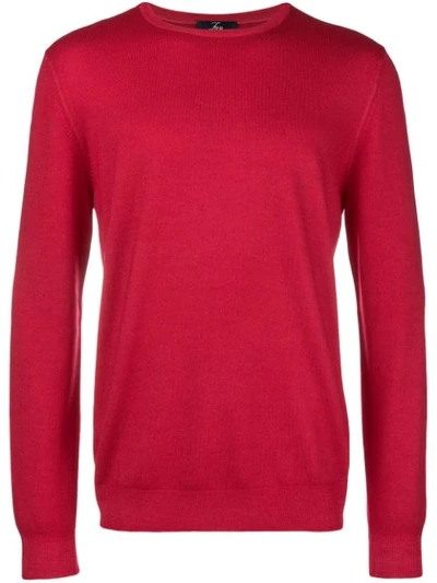 Fay Plain Knit Jumper In Red
