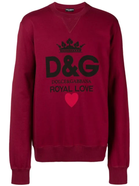 Dolce Gabbana D G Royal Love Crewneck Sweatshirt In Red Modesens