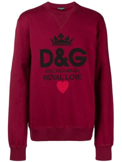 Dolce & Gabbana D&g Royal Love Crewneck Sweatshirt In Red