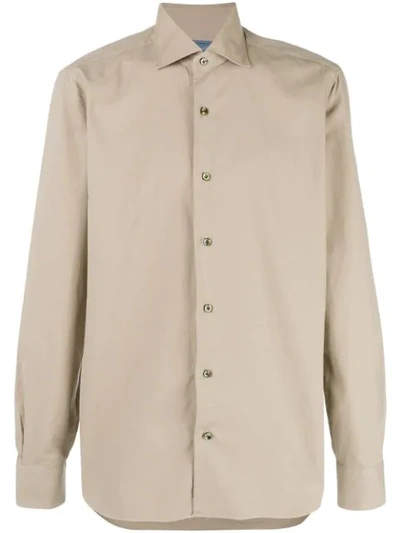 Barba Classic Collared Shirt In Neutrals