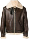 Schott - Shearling Leather Jacket - Mens - Brown