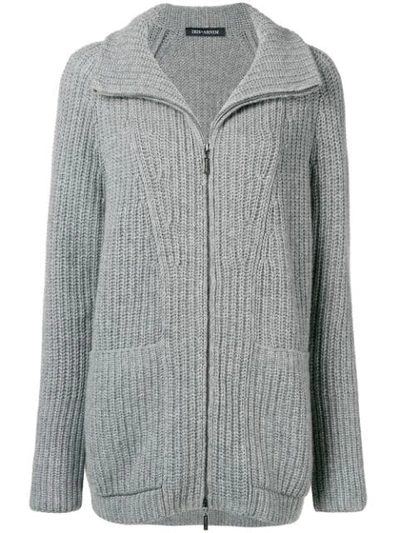 Iris Von Arnim Ribbed Knit Zipped Cardigan - Grey