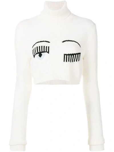 Chiara Ferragni 'winking Eye' Pullover In White