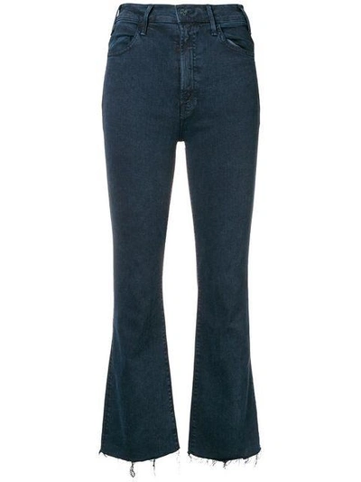 Mother Cropped Frayed Jeans In Blue