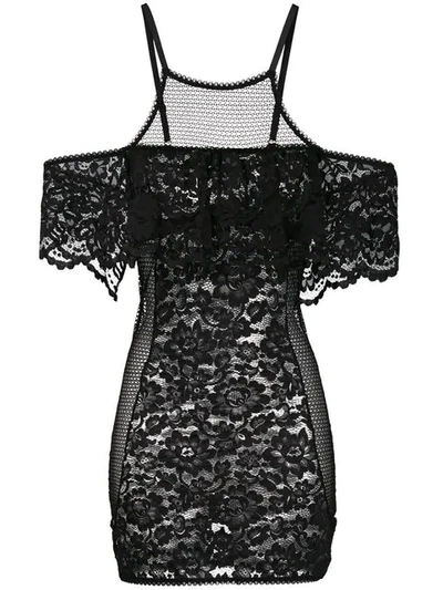 Else Petunia Cold Shoulder Lace Chemise In Black