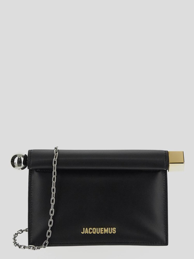 Jacquemus Womens Black La Petite Pochette Rond Leather Clutch Bag