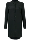Equipment Essential Long-sleeve Silk Shirtdress In True Black