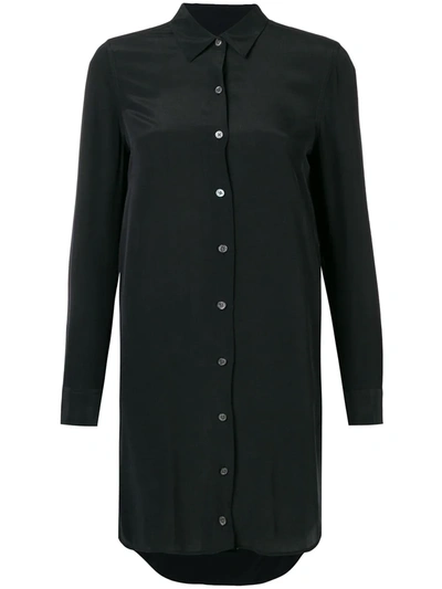 Equipment Essential Long-sleeve Silk Shirtdress In True Black