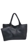 Moda Luxe Woven Unlined Tote Bag And Pouch In Black