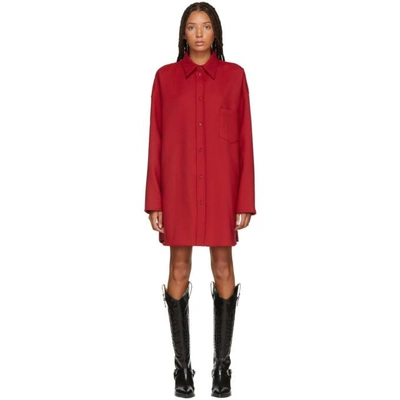 Mm6 Maison Margiela Red Wool Overshirt In 305 Red