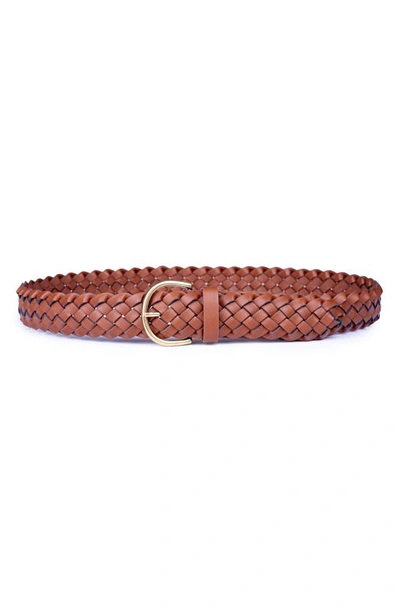 Linea Pelle Classic Braided Belt In Mid Brown