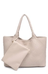 Moda Luxe Woven Unlined Tote Bag And Pouch In Ivory