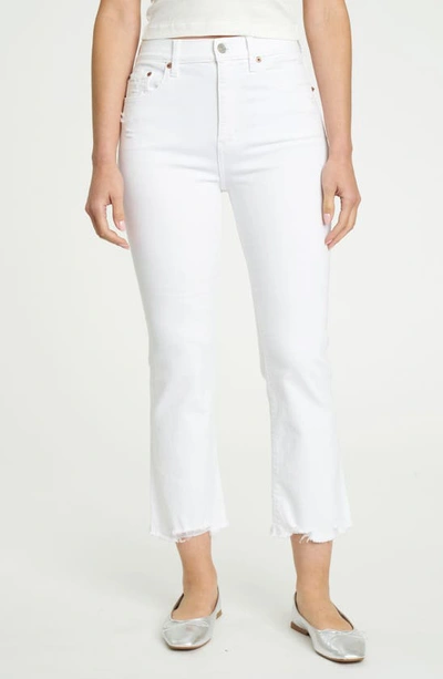 Daze Shy Girl Raw Hem Crop Jeans In White Lightning