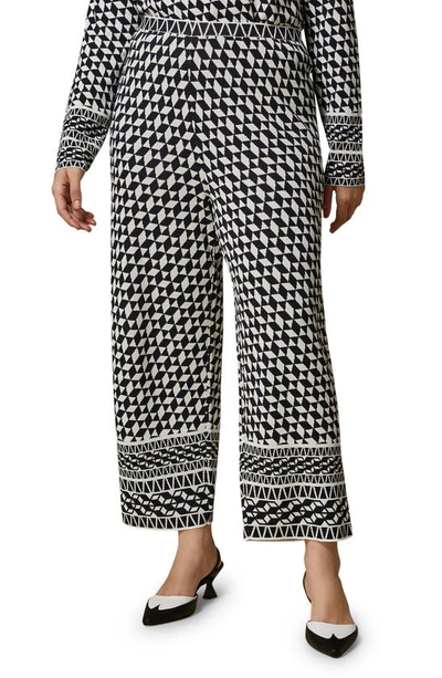 Marina Rinaldi Geo Jacquard Knit Pants In Ultramarine