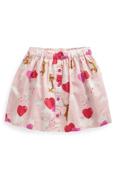 Mini Boden Kids' Heart Print Cotton Skirt In Ballet Pink Love Bunnies