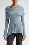 Acne Studios Klass Gummy Distressed Cotton & Nylon Sweater In Denim Blue