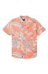 O'neill Kids' Oasis Floral Short Sleeve Button-up Shirt In Coral