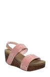 Volatile Summer Love Platform Wedge Sandal In Blush Snake Embossed