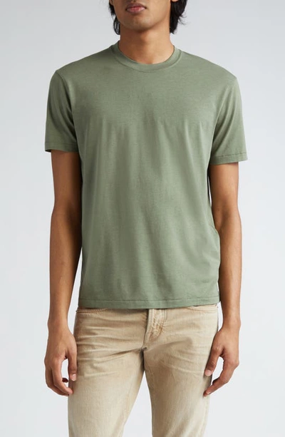 Tom Ford Short Sleeve Crewneck T-shirt In Pale Army