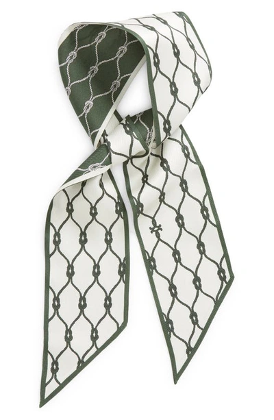 Tory Burch Rope Ribbon Wool & Silk Tie Scarf In Green