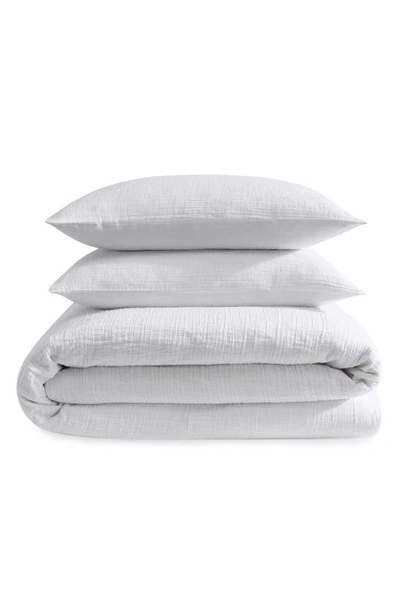 Calvin Klein Washed Texture Cotton Jacquard 3 Piece Duvet Cover Set, Queen In White