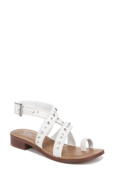 Franco Sarto Ina Toe Loop Sandal In White Studded