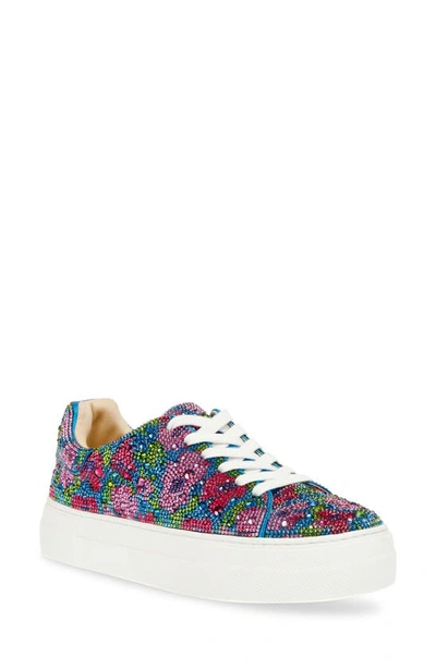 Betsey Johnson Sidny Crystal Pavé Platform Sneaker In Blue Poppy