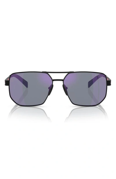 Prada 59mm Pilot Sunglasses In Matte Black