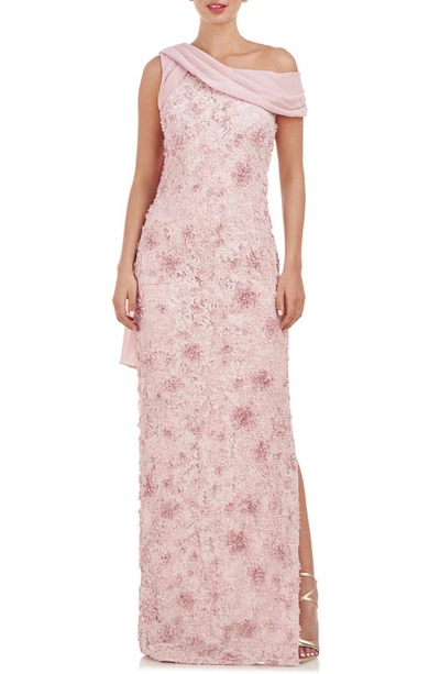 Js Collections Elodie Floral One-shoulder Cotton Blend Gown In Pink