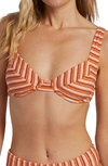 Billabong Tides Tyler Underwire Terry Bikini Top In Orange Multi